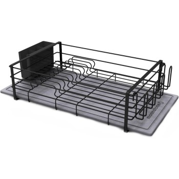 Moonstone Abtropfgestell Framma, Kieselgur, dunkelgrau/black , 29x60x14cm