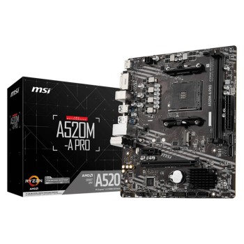 MSI A520M-A PRO, AM4, mATX, AMD A620, 2x DDR4, PCIe 3.0, HDMI, DVI MSI A520M-A PRO, AM4, mATX, AMD A620, 2x DDR4, PCIe 3.0, HDMI, DVI
