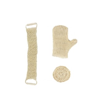 MSV Kit éponge de bain en sisal, Blanc MSV Kit éponge de bain en sisal, Blanc