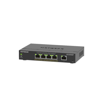 Netgear GS305EP: 5 Port PoE Switch, 5x Gigabit, 4x PoE (62W), Fanless
