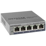 Netgear GS105Ev2: 5Port Switch, 1Gbps, 5xQoS Ports, Metallgehäuse, Ventilatorlos