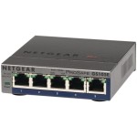 Netgear GS105Ev2: 5Port Switch, 1Gbps, 5xQoS Ports, Metallgehäuse, Ventilatorlos