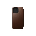 Nomad Book Cover Modern Leather Folio iPhone 15 Pro Max Brun