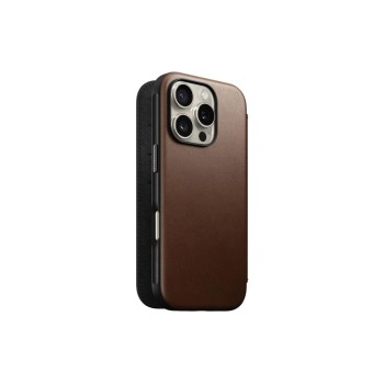 Nomad Book Cover Modernes Leder iPhone 16 Pro Brun Nomad Book Cover Modernes Leder iPhone 16 Pro Brun