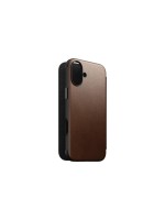 Nomad Book Cover Modern Leather iPhone 16 Plus Brun