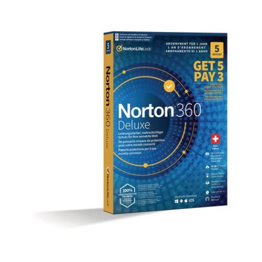 Norton Norton 360 Deluxe – Promo Boîte, 5 Appareil, 1 an