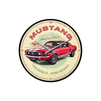 Nostalgic Art Horloge murale Ford Mustang Ø 31 cm, Jaune/Rouge