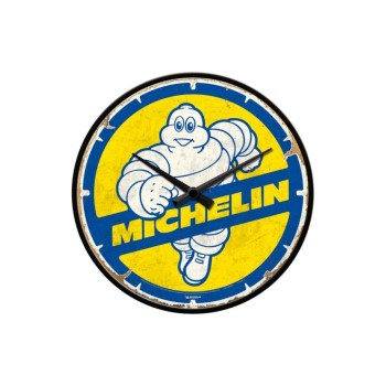 Nostalgic Art Horloge murale Michelin Ø 31 cm, Bleu/Jaune