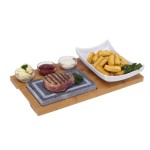 Nouvel Hot Plate Set, 6tlg, Holz, Holzbrett, Hot Stone, 1 blance Glassschale