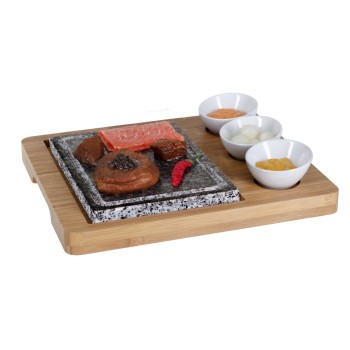 Nouvel Hot Stone Set Bambus, 1 board, 1 hot stone, 3 ceramic container Nouvel Hot Stone Set Bambus, 1 board, 1 hot stone, 3 ceramic container