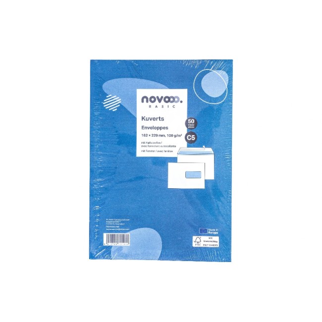 novooo. Enveloppe m/fenêtre droite C5 Blanc, 50 pièces novooo. Enveloppe m/fenêtre droite C5 Blanc, 50 pièces