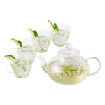 Oak & Steel Théière avec des tasses 0.8 l, Transparent