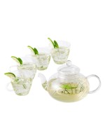 Oak & Steel Théière avec des tasses 0.8 l, Transparent