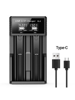SET Chargeur EL2 USB LCD 1.2V NI-MH AA,AAA + 4 Smart Wall Charger USB-A / USB-C 20W