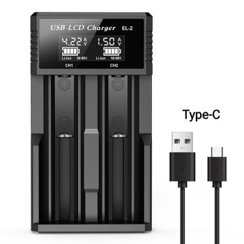 Charger EL2 USB LCD 1.2V NI-MH AA, AAA and 3.5 volts Li-On, digital display