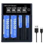 Ladegerät EL4 USB LCD 1,2V NI-MH AA,AAA und Li-On, digital display