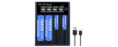 Chargeur EL4 USB LCD 1.2V NI-MH AA,AAA et 3.7V Li-On , affichage digital