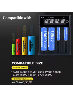 Ladegerät EL4 USB LCD 1,2V NI-MH AA,AAA und Li-On, digital display