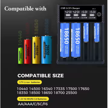 Ladegerät EL4 USB LCD 1,2V NI-MH AA,AAA und Li-On, digital display
