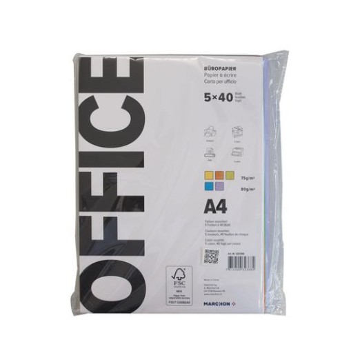 Office Papier pour photocopie A4 bleu/jaune/vert/Violet/orange 200 Pièce/s