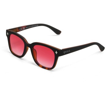 OKKIA Sonnenbrille GIOVANNI, BLACK HAVANA - Red Lens