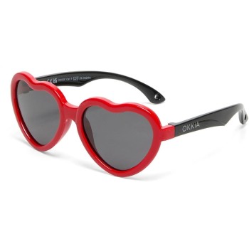 OKKIA Kindersonnenbrille HEART 6-10 Jahre, BLACK / RED