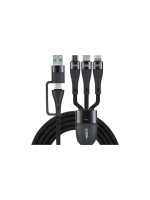 onit USB-Multi-Kabel 1.2M 100W, USB 2.0 / A+C zu C+L+M / schwarz