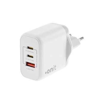 onit Chargeur mural USB Triple 2C1A 45 W GaN Blanc onit Chargeur mural USB Triple 2C1A 45 W GaN Blanc