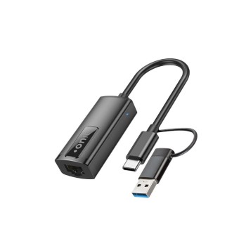 onit USB-C/A zu RJ-45 Netzwerkadapter, Aluminium Gehäuse, 1Gbps, schwarz