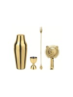 Paderno Bar Set Parisian 4tlg. gold, Shaker, Doppelmass, Cocktaillöffel, Sieb