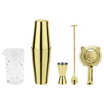 Paderno Bar Set Crystal 5tlg. gold, Shaker, Doppelmass, Löffel, Sieb, Mixbecher Paderno Bar Set Crystal 5tlg. gold, Shaker, Doppelmass, Löffel, Sieb, Mixbecher