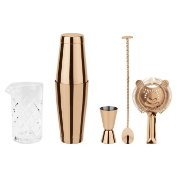 Paderno Bar Set Crystal 5tlg. kupfer, Shaker, Doppelmass, Löffel, Sieb, Mixbecher Paderno Bar Set Crystal 5tlg. kupfer, Shaker, Doppelmass, Löffel, Sieb, Mixbecher
