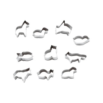 Paderno Ausstechformset 10teilig Animals, D: 10cm, H: 2cm, Edelstahl