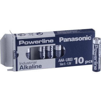 Panasonic Alkaline Powerline Industrial AAA, 1,5 Volt, 10 Stück, LR03 Panasonic Alkaline Powerline Industrial AAA, 1,5 Volt, 10 Stück, LR03