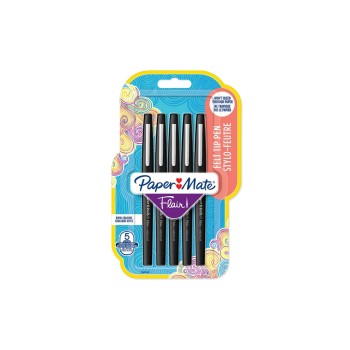 Paper Mate Fineliner Flair Medium 0.7 mm, Noir, 5 pièces Paper Mate Fineliner Flair Medium 0.7 mm, Noir, 5 pièces