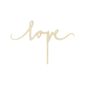 Partydeco Topper pour gâteau Love 23 x 16 cm, bois, 1 pièce, brun