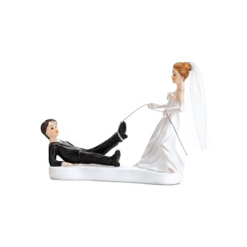 Partydeco Topper pour gâteau Figure Corde de mariée et de marié blanc/noir