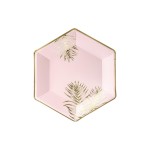 Partydeco Assiettes jetables Feuilles 23 cm, 6 Pièce/s, Rose pâle