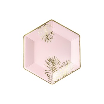 Partydeco Teller Blätter, hellrosa, 23cm, 6 Stück Partydeco Teller Blätter, hellrosa, 23cm, 6 Stück