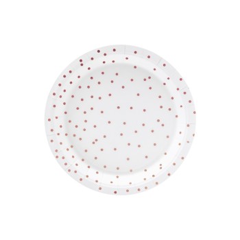 Partydeco Teller Punkte, weiss, 18cm, 6 Stück