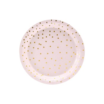 Partydeco Teller Punkte, hellrosa, 18cm, 6 Stück