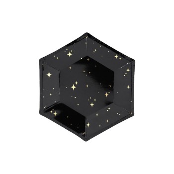 Partydeco Teller Lets Celebrate, schwarz, 20cm, 6 Stück