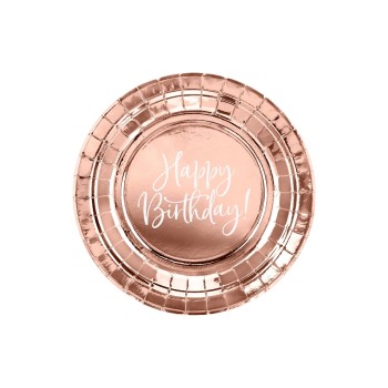 Partydeco Teller Happy Birthday!, roségold, 18 cm, 6 Stück Partydeco Teller Happy Birthday!, roségold, 18 cm, 6 Stück