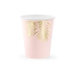 Partydeco Gobelets jetables Feuilles 220 ml, 6 Pièce/s, Rose pâle