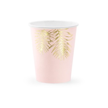 Partydeco Becher Blätter, hellrosa, 220ml, 6 Stück Partydeco Becher Blätter, hellrosa, 220ml, 6 Stück