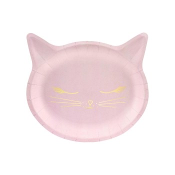 Partydeco Teller Katze, rosa, 22x20cm, 6 Stück Partydeco Teller Katze, rosa, 22x20cm, 6 Stück