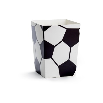 Partydeco Popcornboxen Fussball, schwarz-weiss, 7x7x12cm, 6 Stück