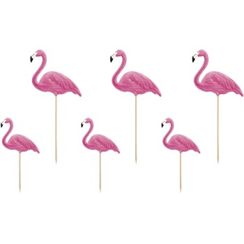 Partydeco Topper pour gâteau Aloha Flamingos 1 Pièce/s, Rose