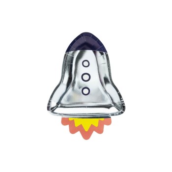 Partydeco Teller Kosmos Rakete, 21.5x29.5cm., 6 Stück
