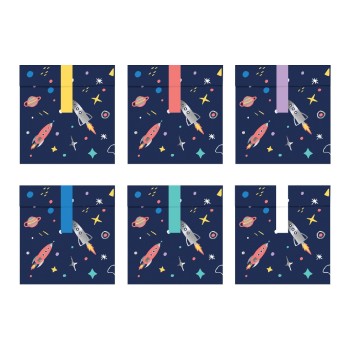 Partydeco Sachet cadeau Kosmos 6 Pièce/s, Bleu